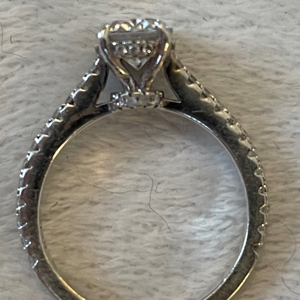 Sterling Silver CZ Ring with Hidden Halo under Center Stone - Picture 8 of 8